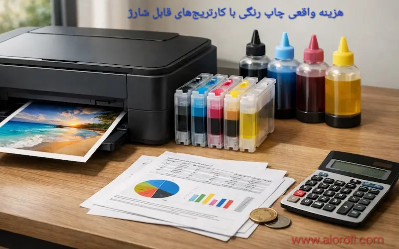 هزینه واقعی چاپ رنگی با کارتریج‌های قابل شارژ